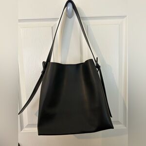 Anthropologie Black Leather Tote Bag
